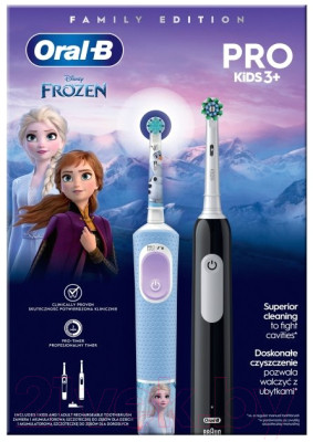 Набор электрических зубных щеток Oral-B Pro 3 Black + Oral-B Pro Frozen - фото 3 - id-p220946188
