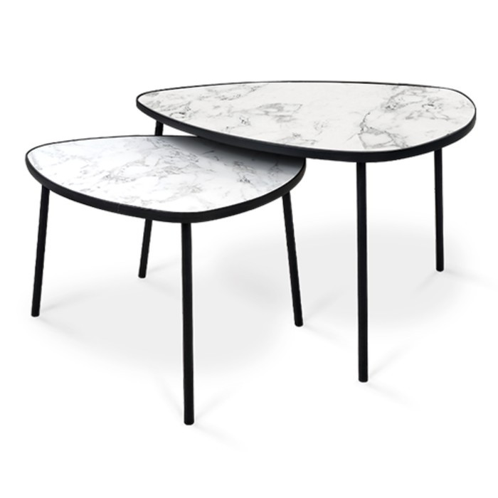 Комплект столиков LAKSI РУТА, 445(565)x600(760)x400(460),черный матовый/сабия - фото 1 - id-p220950024