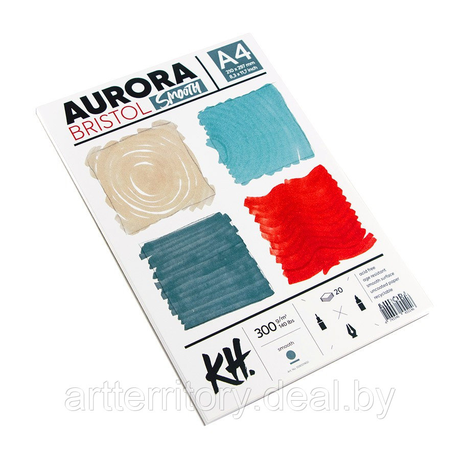 Планшет для графики Aurora Bristol, А4, 300 г/м2, 20 листов, целлюлоза 100%