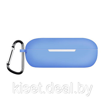 Силиконовый чехол KST Pods для наушников Huawei FreeBuds SE голубой с карабином