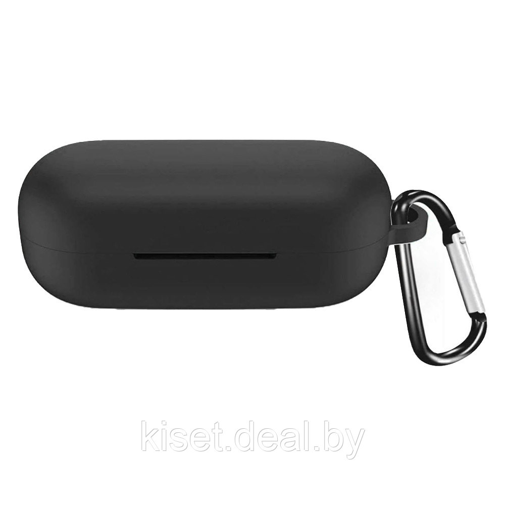 Силиконовый чехол KST Pods для наушников Huawei FreeBuds SE черный с карабином - фото 1 - id-p220952676