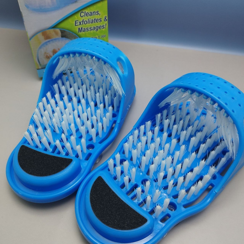 Массажные тапочки - щетки для душа с пемзой 2 шт. Simple Slippers / Щетка - массажер для ног - фото 10 - id-p220954978