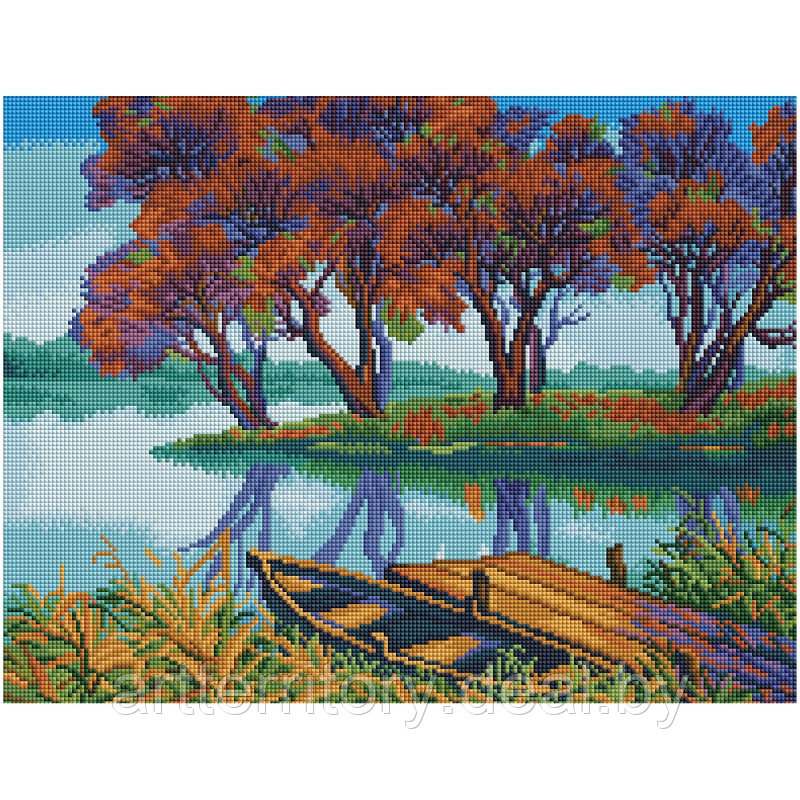 Картина по номерам стразами Три совы Осенний пейзаж, 40х50 см, (на подрамнике) - фото 1 - id-p220952828