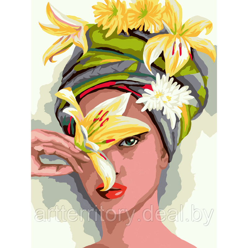 Картина по номерам красками Три совы Девушка с лилиями, 30х40 см, (на картоне) - фото 1 - id-p220952883