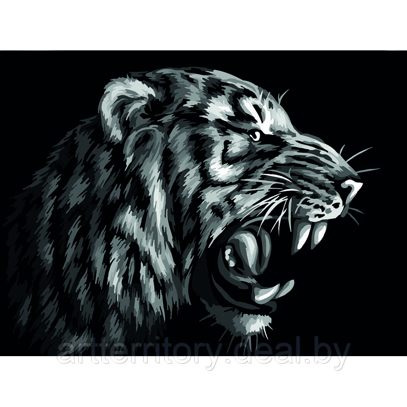Картина по номерам красками Три совы Монохромный тигр, 30х40 см, (на картоне) - фото 1 - id-p220952892