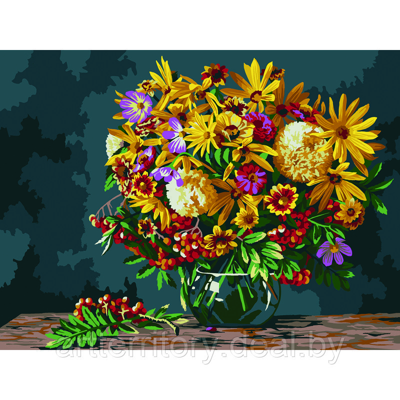 Картина по номерам красками Три совы Осенний букет, 30х40 см, (на картоне) - фото 1 - id-p220952896