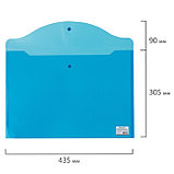Папка-конверт с кнопкой BRAUBERG Большой формат, прозрачный синий, А3 (30,5х43,5 см), 0,18 мм, фото 4