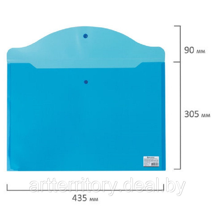 Папка-конверт с кнопкой BRAUBERG Большой формат, прозрачный синий, А3 (30,5х43,5 см), 0,18 мм - фото 4 - id-p220952921