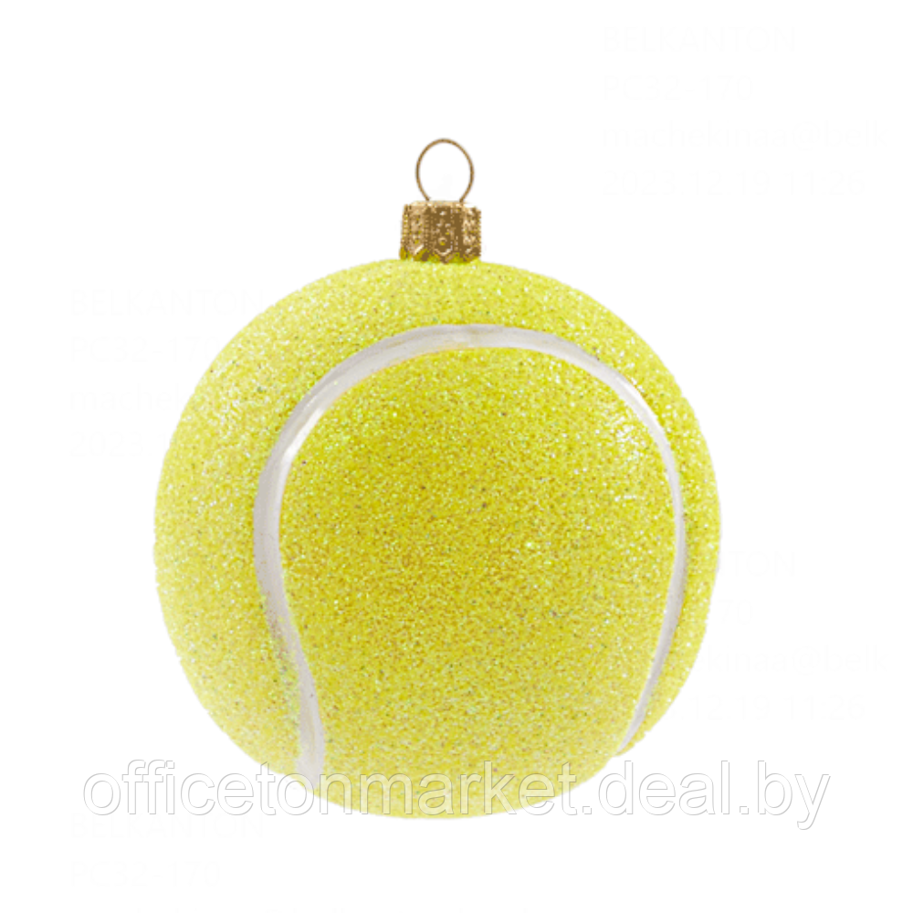 Украшение елочное "Tennis Ball", 5 см, стекло, желтый - фото 1 - id-p220946578