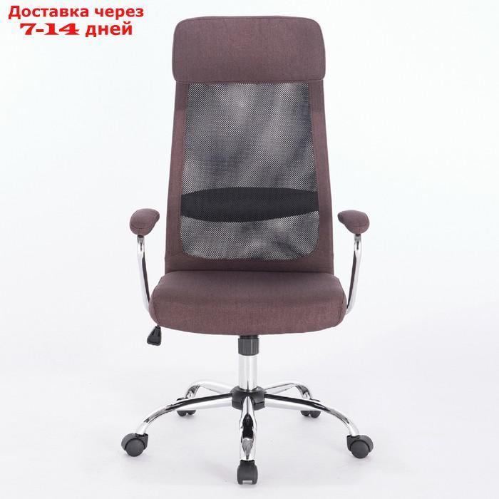 Кресло офисное BRABIX "Flight EX-540", хром, ткань, сетка, коричневое - фото 5 - id-p220932358