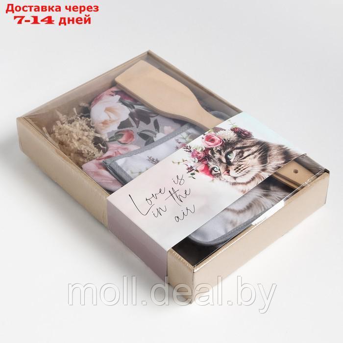 Набор подарочный Доляна Flower cat: варежка 20х28 см, прихватка 17х17 см, 2 лопатки - фото 9 - id-p220923994
