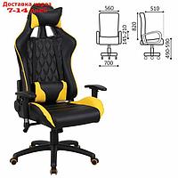 Кресло игровое BRABIX "GT Master GM-110", две подушки, экокожа, черное/желтое, 531927