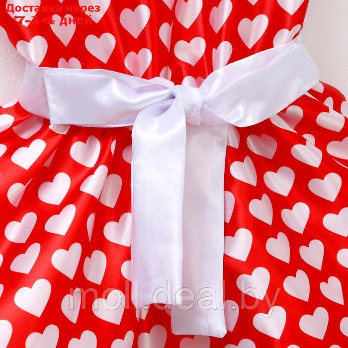 Карнавальный костюм "Стиляги3"платье красное с белыми сердцами,повязка р-р 36 рост140 - фото 2 - id-p220928039