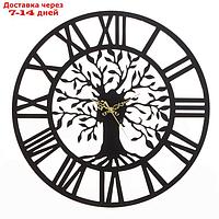Часы настенные из металла "Древо жизни", плавный ход, d-40 см