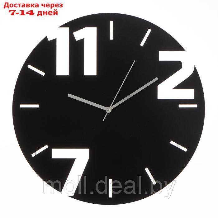 Часы настенные из металла "3 цифры", плавный ход, d-40 см - фото 1 - id-p220928111