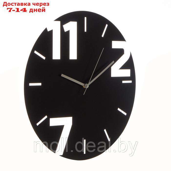 Часы настенные из металла "3 цифры", плавный ход, d-40 см - фото 2 - id-p220928111