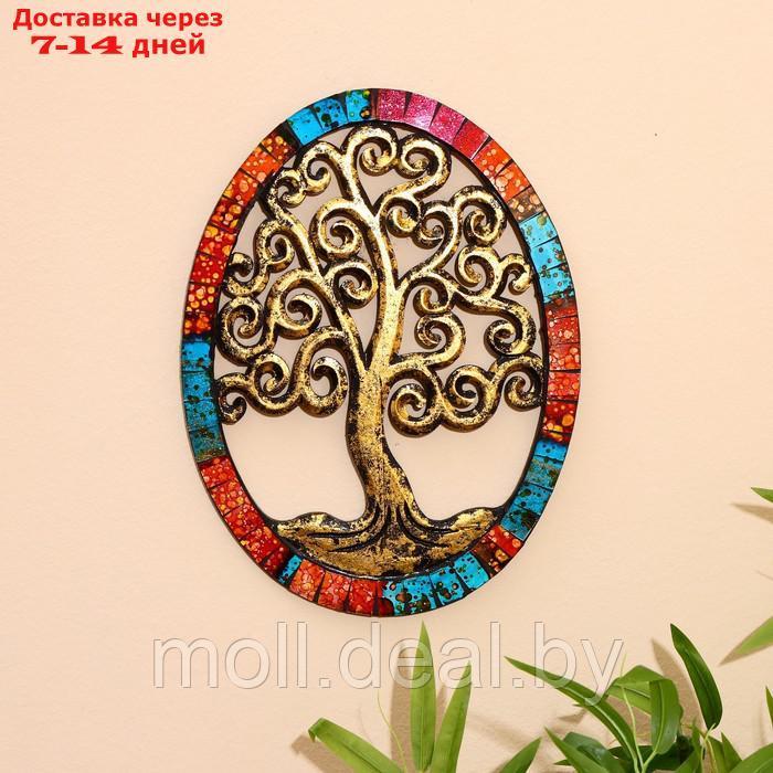 Панно настенное "Древо жизни" дерево, стекло 40х30 см - фото 2 - id-p220923899