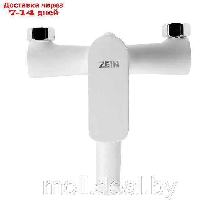 Смеситель для ванны ZEIN Z2746, излив 15 см, картридж 35 мм, с душевым набором, белый - фото 2 - id-p220929126