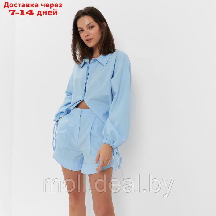 Комплект женский (блузка, шорты) MINAKU: Casual Collection цвет голубой, р-р 44 - фото 4 - id-p220924273