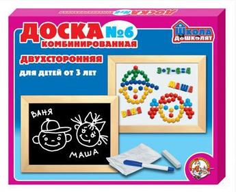 ДЕСЯТОЕ КОРОЛЕВСТВО Доска комбинированная №6 (рус.алф, цифры, знаки, h25 мм, магн.шестигр.мозаика) неокр.