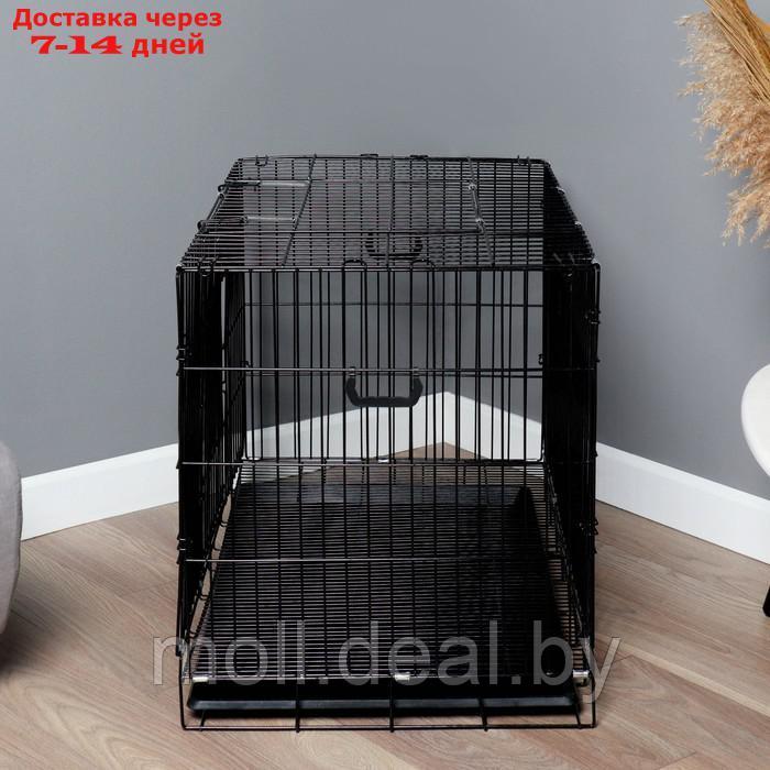 Клетка с утолщенными прутьями для собак и кошек, 91 х 59 х 69 см, чёрная - фото 3 - id-p220929268