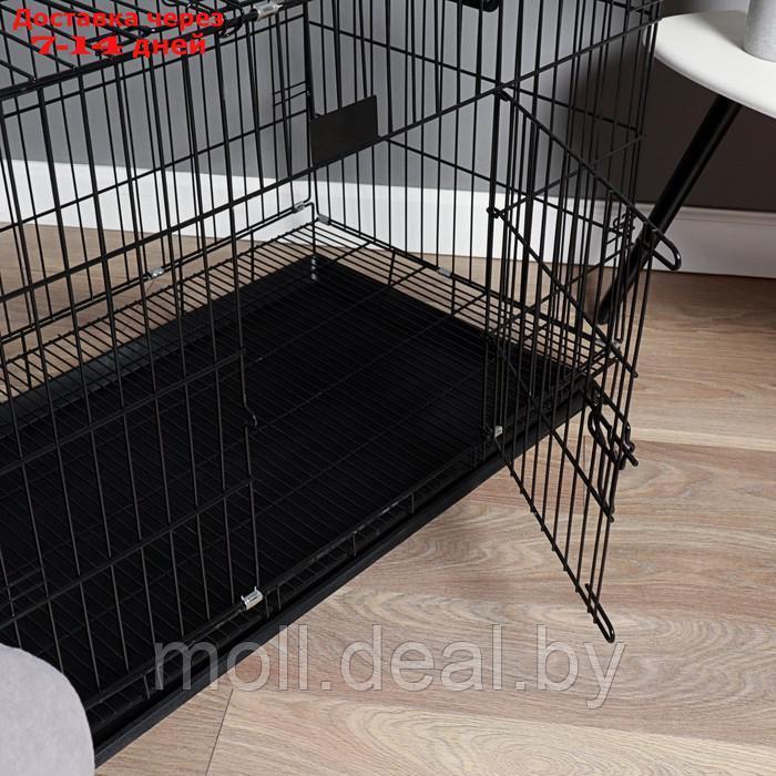 Клетка с утолщенными прутьями для собак и кошек, 91 х 59 х 69 см, чёрная - фото 4 - id-p220929268