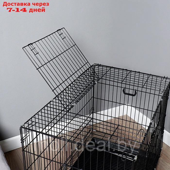 Клетка с утолщенными прутьями для собак и кошек, 91 х 59 х 69 см, чёрная - фото 6 - id-p220929268