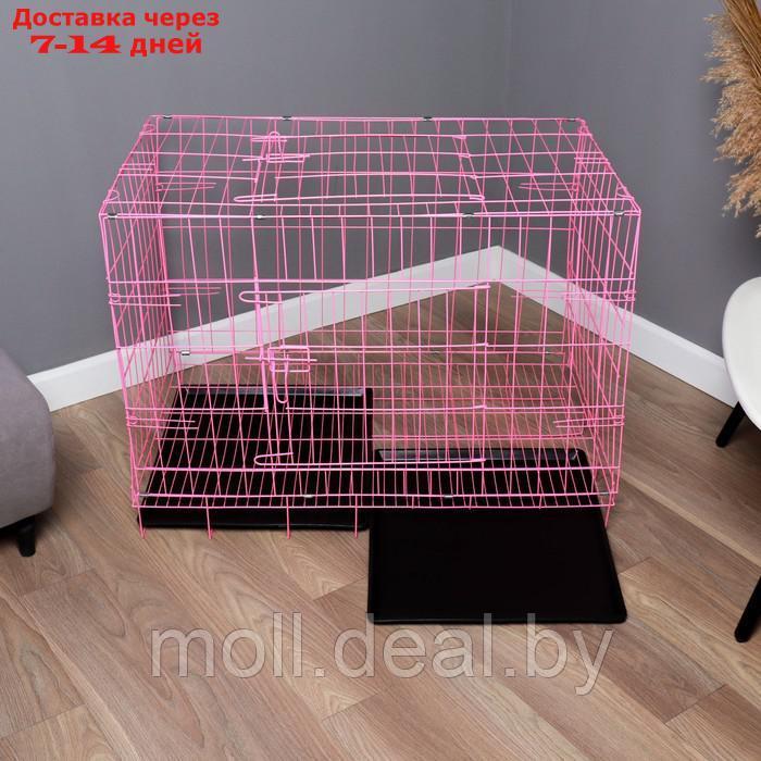 Клетка с люком для собак и кошек, 100 х 60 х 70 см, розовая - фото 2 - id-p220929270