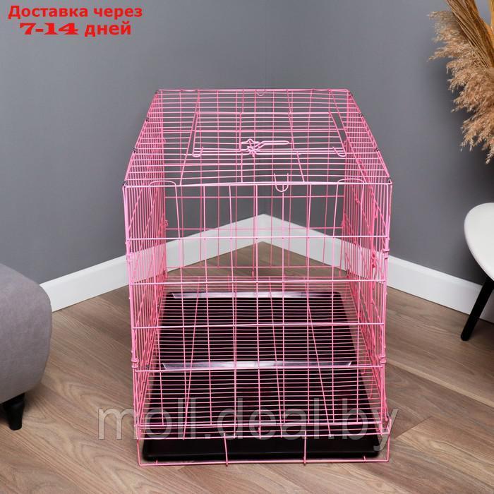 Клетка с люком для собак и кошек, 100 х 60 х 70 см, розовая - фото 3 - id-p220929270