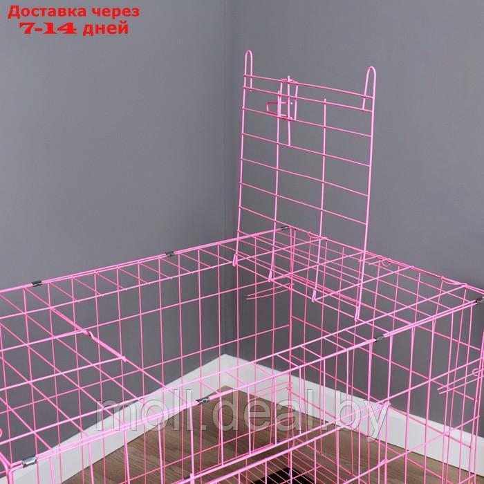 Клетка с люком для собак и кошек, 100 х 60 х 70 см, розовая - фото 5 - id-p220929270