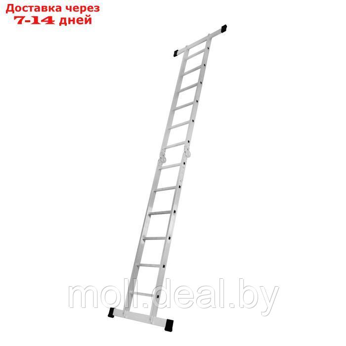 Лестница ТУНДРА, двухсекционная, шарнирная, алюминиевая, 6 ступеней - фото 3 - id-p220928306