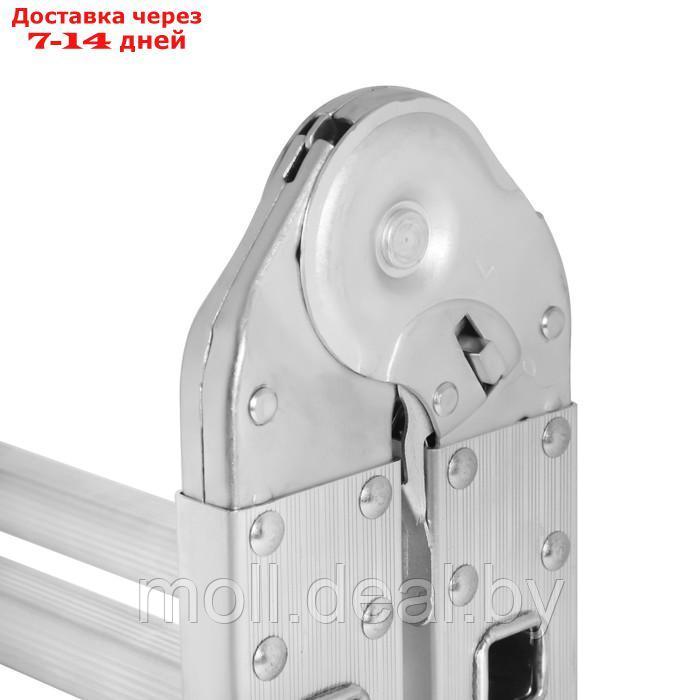 Лестница ТУНДРА, двухсекционная, шарнирная, алюминиевая, 6 ступеней - фото 5 - id-p220928306