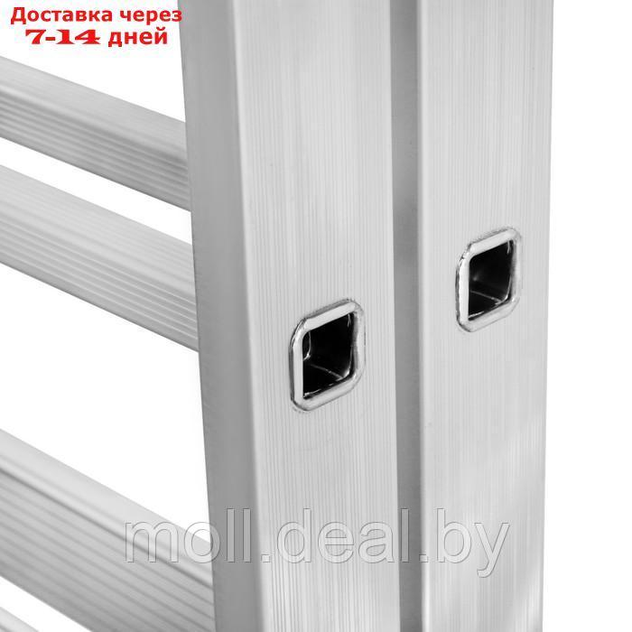 Лестница ТУНДРА, двухсекционная, шарнирная, алюминиевая, 6 ступеней - фото 7 - id-p220928306