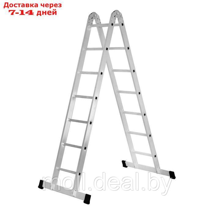 Лестница ТУНДРА, двухсекционная, шарнирная, алюминиевая, 7 ступеней - фото 1 - id-p220928309