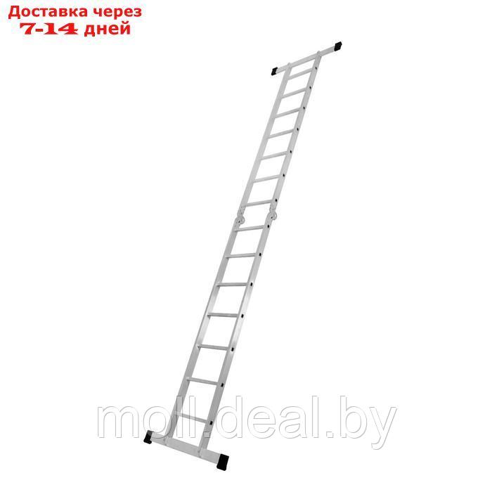 Лестница ТУНДРА, двухсекционная, шарнирная, алюминиевая, 7 ступеней - фото 3 - id-p220928309