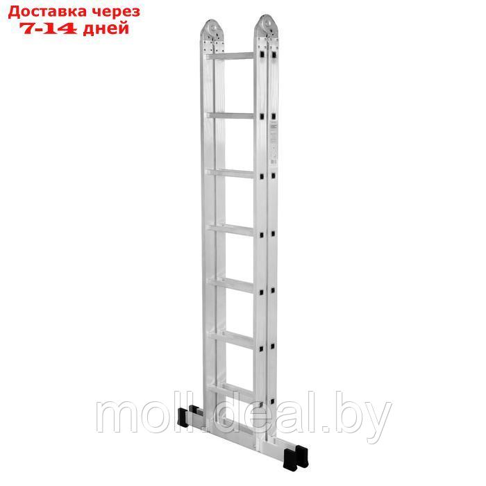 Лестница ТУНДРА, двухсекционная, шарнирная, алюминиевая, 7 ступеней - фото 4 - id-p220928309