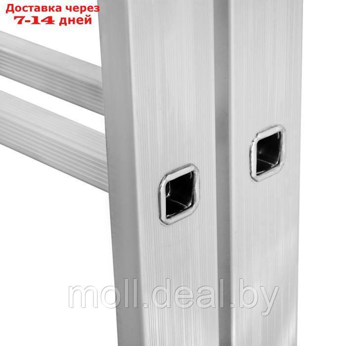 Лестница ТУНДРА, двухсекционная, шарнирная, алюминиевая, 7 ступеней - фото 7 - id-p220928309