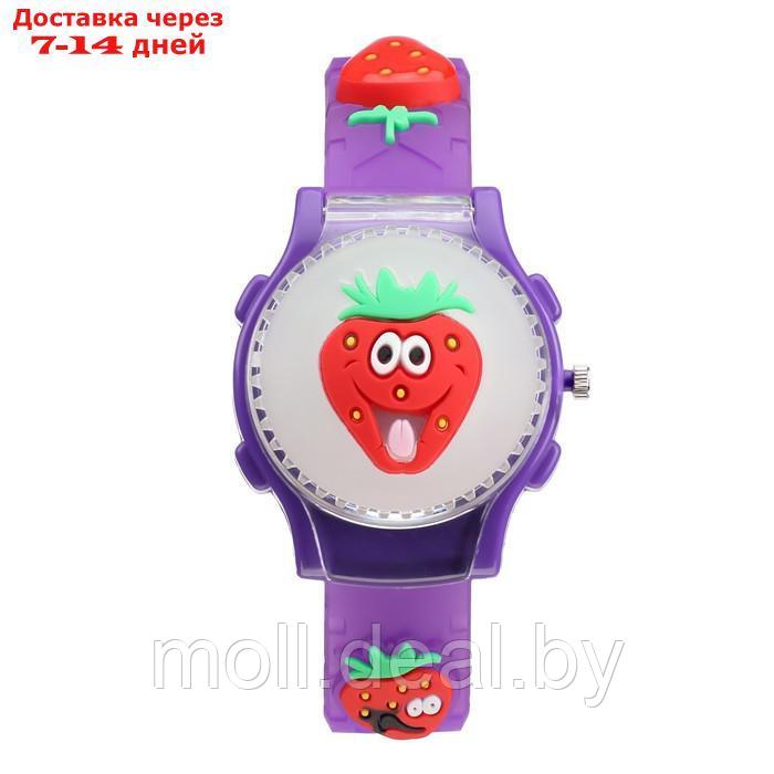 Часы наручные детские, "Клубника", d-3,5 см, ремешок силикон l-21,5 см, с подсветкой - фото 2 - id-p220927295