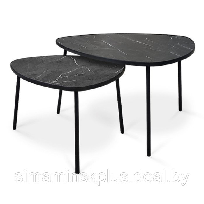 Комплект столиков LAKSI РУТА, 445(565)x600(760)x400(460),черный матовый/каратель - фото 1 - id-p220956502