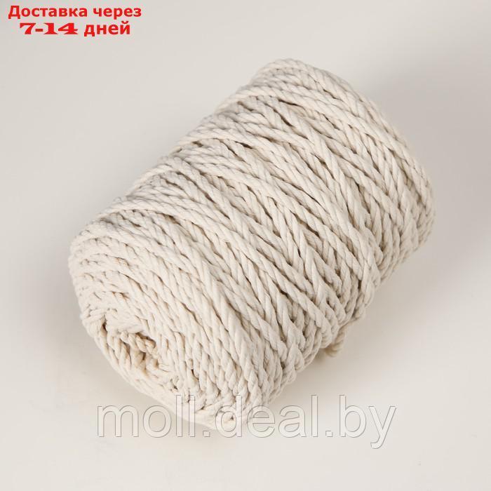 Шнур для вязания 80% хлопок, 20% полиэстер крученый 3 мм,185г/45м,02-молочный - фото 2 - id-p220928415
