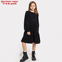 Платье для девочки, цвет чёрный/горошек, рост 134 см
