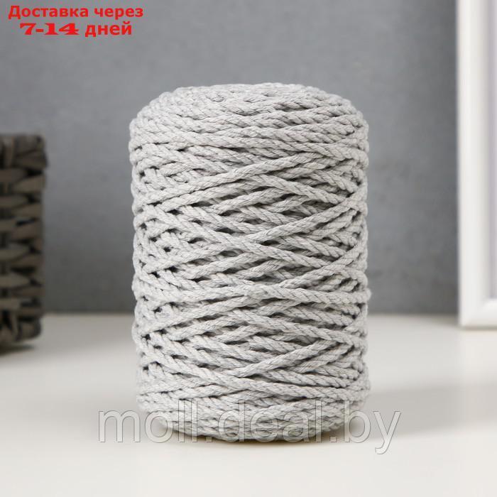 Шнур для вязания 80% хлопок, 20% полиэстер крученый 3 мм, 185г/45м, 07-св.-серый - фото 1 - id-p220928418