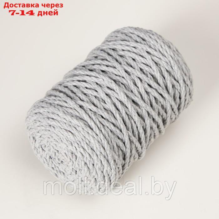 Шнур для вязания 80% хлопок, 20% полиэстер крученый 3 мм, 185г/45м, 07-св.-серый - фото 2 - id-p220928418