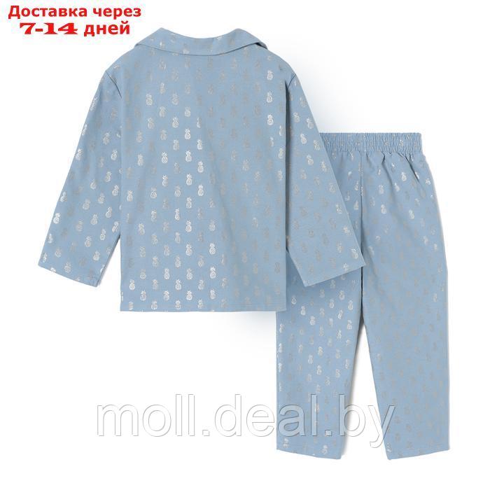 Пижама детская из фланели (рубашка, брюки) KAFTAN "Ананасы", размер 134-140, голубой - фото 4 - id-p220928482