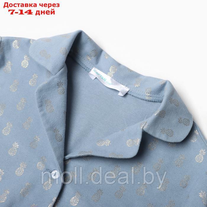 Пижама детская из фланели (рубашка, брюки) KAFTAN "Ананасы", размер 134-140, голубой - фото 6 - id-p220928482