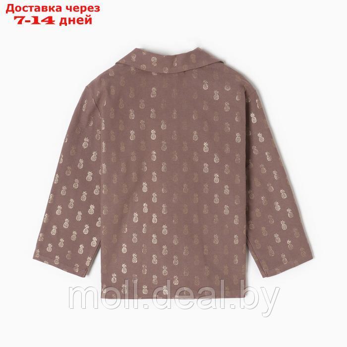 Пижама детская из фланели (рубашка, брюки) KAFTAN "Ананасы", размер 134-140, кофейный - фото 7 - id-p220928488