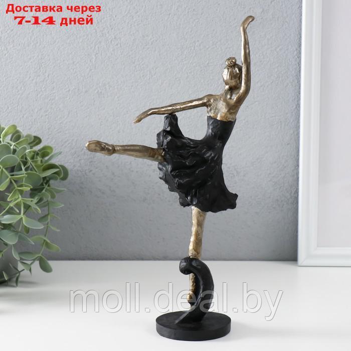 Сувенир полистоун "Танцующая балерина" бронза с чёрным 19х7х28 см - фото 3 - id-p220929480