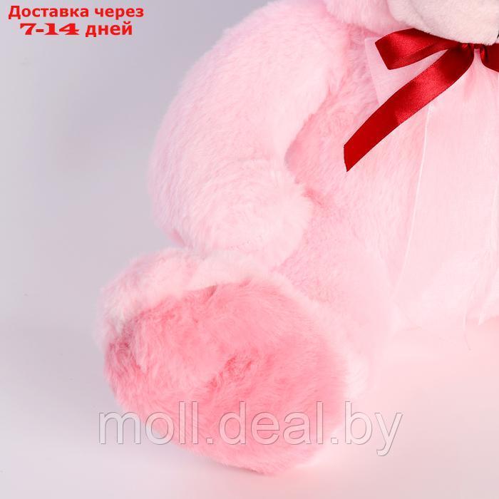 Мягкая игрушка "Медведь" с бантом, 40 см, цвет светло-розовый - фото 3 - id-p220928552