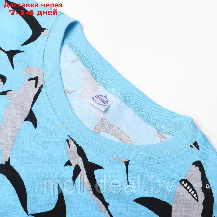 Пижама для мальчиков, цвет голубой/акулы, рост 146 см - фото 2 - id-p220928562