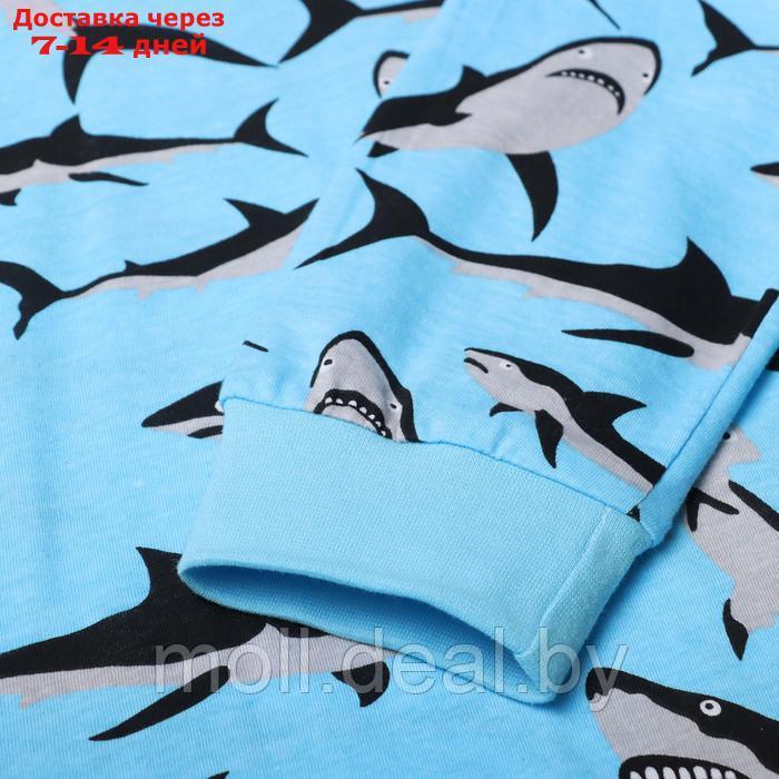 Пижама для мальчиков, цвет голубой/акулы, рост 146 см - фото 3 - id-p220928562
